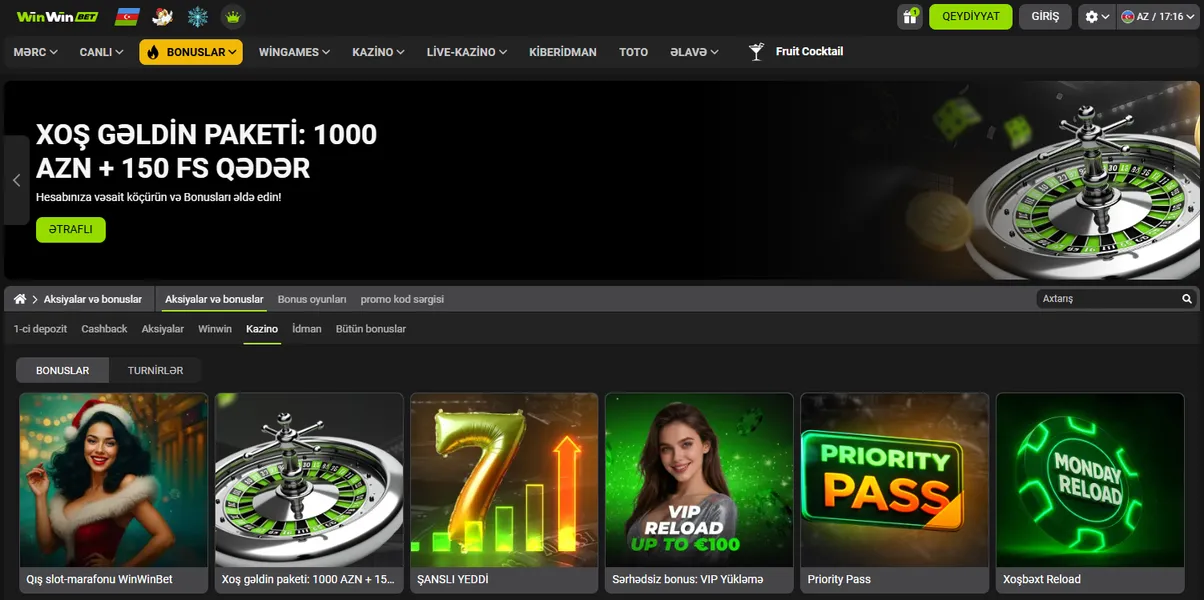 Onlayn kazino bonus növləri: depozitsiz və xoş gəldin təklifləri